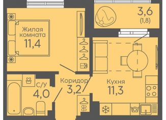 1-комнатная квартира на продажу, 31.7 м2, Екатеринбург, метро Ботаническая, Новосинарский бульвар, 6
