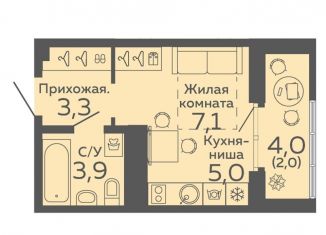 Квартира на продажу студия, 21.3 м2, Екатеринбург