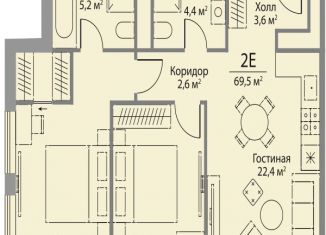 2-ком. квартира на продажу, 69.5 м2, Москва, улица Лобачевского, 124к3А, улица Лобачевского