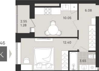 Продам 1-ком. квартиру, 33.5 м2, Калининград