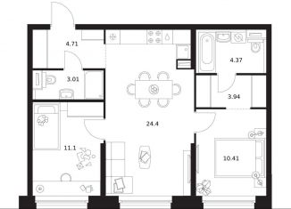 Продается 2-комнатная квартира, 61.9 м2, Москва, станция Ховрино