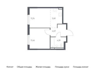 Продам 1-комнатную квартиру, 37.1 м2, Московская область