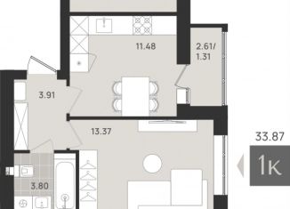 Продается 1-комнатная квартира, 33.9 м2, Калининградская область