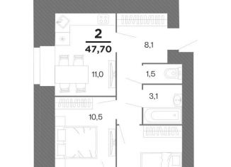 Двухкомнатная квартира на продажу, 47.7 м2, Рязанская область