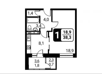 Продам 1-ком. квартиру, 38.3 м2, посёлок Развилка, жилой комплекс Три Квартала, к11, ЖК Три Квартала