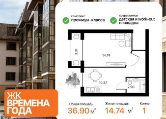 Продам 1-комнатную квартиру, 37 м2, Нальчик, улица Биттирова, 202