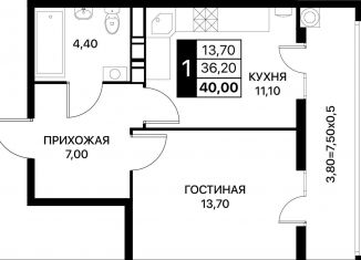 Продам однокомнатную квартиру, 40 м2, Ростов-на-Дону