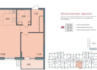 Продается двухкомнатная квартира, 43.4 м2, Раменское, Семейная улица, 7, ЖК Десятка