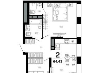 Продам двухкомнатную квартиру, 64.4 м2, Рязань