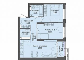 Продажа 2-комнатной квартиры, 64.7 м2, Екатеринбург, улица Блюхера, 26, метро Машиностроителей