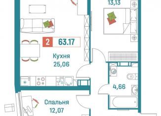 2-комнатная квартира на продажу, 63.2 м2, Ленинградская область