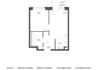 Продам 1-комнатную квартиру, 33.3 м2, Московская область, жилой комплекс Прибрежный Парк, 9.1