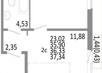 Продам 2-комнатную квартиру, 36.3 м2, Челябинская область