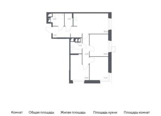 Продается трехкомнатная квартира, 73.4 м2, поселение Мосрентген, многофункциональный комплекс Тропарево Парк, к2.1