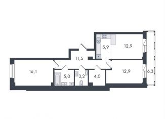 Продаю 3-комнатную квартиру, 77.8 м2, Кировская область, Чистопрудненская улица, 13