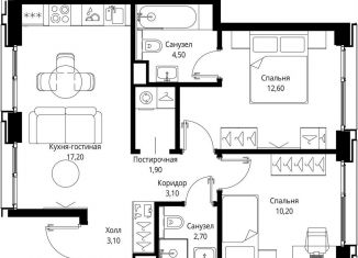 Продам двухкомнатную квартиру, 55.3 м2, Москва, станция Тушинская