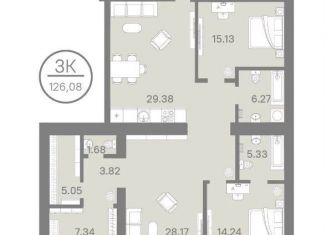Продается трехкомнатная квартира, 80.3 м2, Тюмень, ЖК Речной Порт, Профсоюзная улица, 6к1