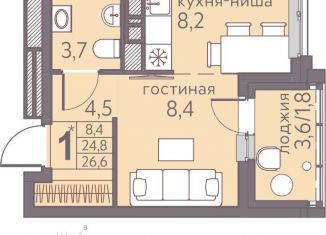 Квартира на продажу студия, 26.6 м2, Пермь, ЖК Погода