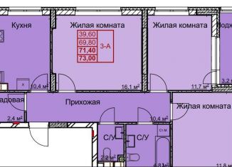 Продается 3-комнатная квартира, 71.2 м2, Нижний Новгород, микрорайон Станкозавод