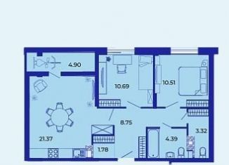 3-ком. квартира на продажу, 65.7 м2, Брянск, ЖК Резиденция Гринпарк, улица имени О.С. Визнюка, 18