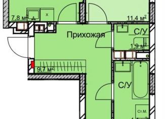 Двухкомнатная квартира на продажу, 59.5 м2, Нижний Новгород, метро Заречная, площадь Минина и Пожарского