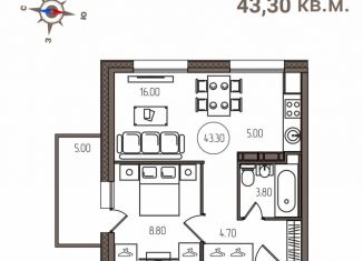 Продажа двухкомнатной квартиры, 43.3 м2, Карелия, Мичуринская улица, 32
