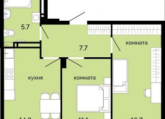 2-комнатная квартира на продажу, 55.4 м2, Пермь, улица Куйбышева, 135