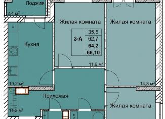 Продается 3-ком. квартира, 64.2 м2, Нижний Новгород, 1-я Оранжерейная улица, 24А