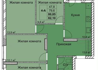 Продается трехкомнатная квартира, 80.9 м2, Нижний Новгород, 1-я Оранжерейная улица, 24А, Советский район
