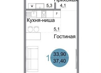 1-комнатная квартира на продажу, 37.4 м2, Крым