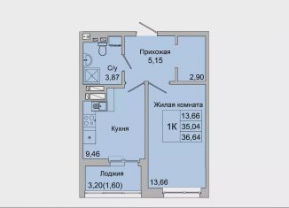 Продажа 1-ком. квартиры, 36.6 м2, Батайск