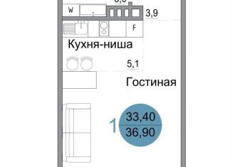 Продаю однокомнатную квартиру, 36.9 м2, Крым