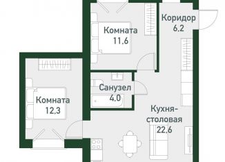 Продается двухкомнатная квартира, 56.9 м2, Челябинская область, Кременкульская улица, 36