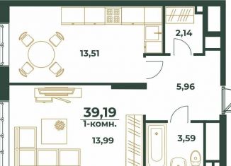 Однокомнатная квартира на продажу, 39.2 м2, Хабаровск