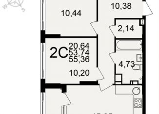 Продажа 2-комнатной квартиры, 55.4 м2, Тула