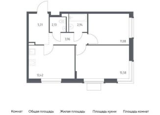 2-комнатная квартира на продажу, 54.4 м2, Москва