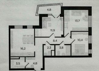 3-ком. квартира на продажу, 77.8 м2, Екатеринбург, улица Свердлова, 32Б, метро Площадь 1905 года