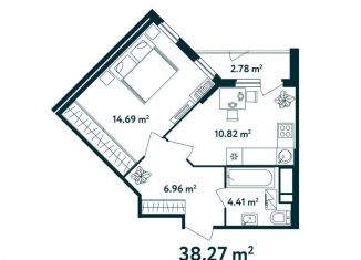 Продажа однокомнатной квартиры, 38.3 м2, поселок Мещерино