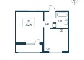 Продается однокомнатная квартира, 38 м2, Ленинградская область