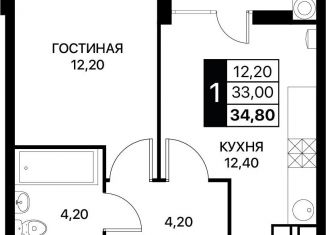 Продажа 1-комнатной квартиры, 34.8 м2, Ростов-на-Дону