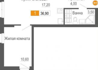 1-комнатная квартира на продажу, 37 м2, Екатеринбург, Чкаловский район, улица Новостроя, 9