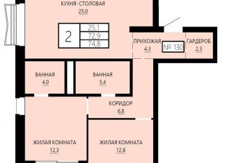 Продаю 2-комнатную квартиру, 74.8 м2, Свердловская область, улица Сони Морозовой, 180