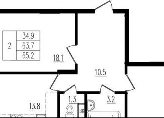 Продается 2-ком. квартира, 65.2 м2, деревня Пирогово, улица Ильинского, 8к1, ЖК Пироговская Ривьера