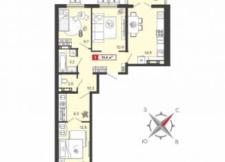 Продажа трехкомнатной квартиры, 74.6 м2, Пензенская область, Алая улица, с74