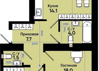 2-ком. квартира на продажу, 59.3 м2, Батайск, улица Олимпийское Кольцо, 36к24