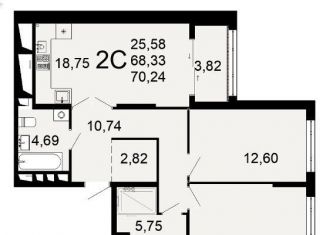 Продается 2-ком. квартира, 70.2 м2, Рязань, Октябрьский район, Льговская улица, 8