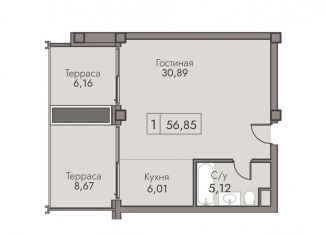 Продам 1-комнатную квартиру, 56.9 м2, поселок городского типа Массандра, улица Мухина, 17А