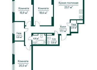 Продам 3-ком. квартиру, 111.9 м2, Самарская область