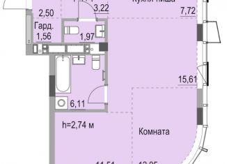 Квартира на продажу студия, 64.9 м2, Ижевск, улица Карла Маркса, 259, ЖК Республика