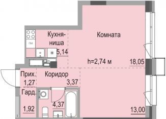 Квартира на продажу студия, 47.1 м2, Ижевск, Октябрьский район, улица Лихвинцева, 17